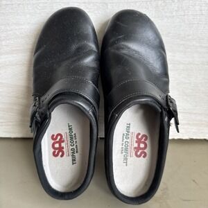 SAS Women's Tripad Comfort slip-resistant black leather clogs Sz 7w